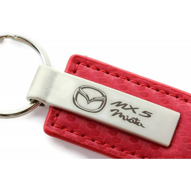 Mazda Miata Red Carbon Fiber Leather Logo Key Chain 
